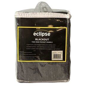 Eclipse Blackout Two Rod Pocket Panels‎ Kerry Solid Black  2- 37"x95"